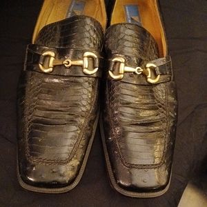 Men's snake skin and ostrich print loafers